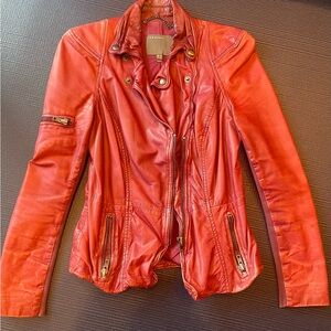 Muubaa Vibrant Red Leather Jacket